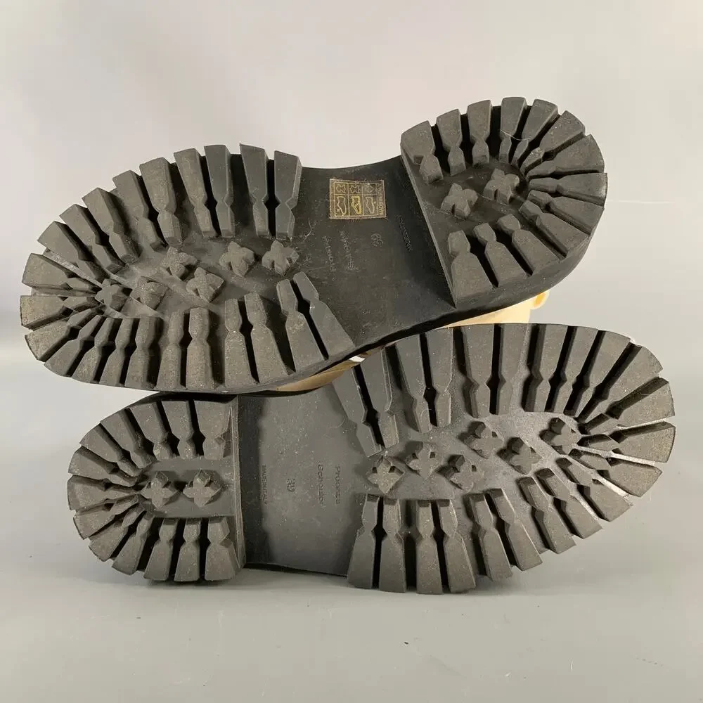 PROENZA SCHOULER Size 9 Cream Black Leather Calf Buckle Boots - Picture 6 of 10